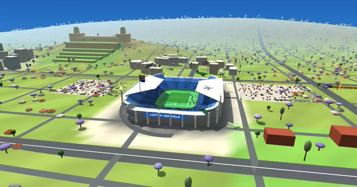 A jet flying low over Loftus Versfeld, the jacarandas in bloom — 3D Fly Pass, Pretoria